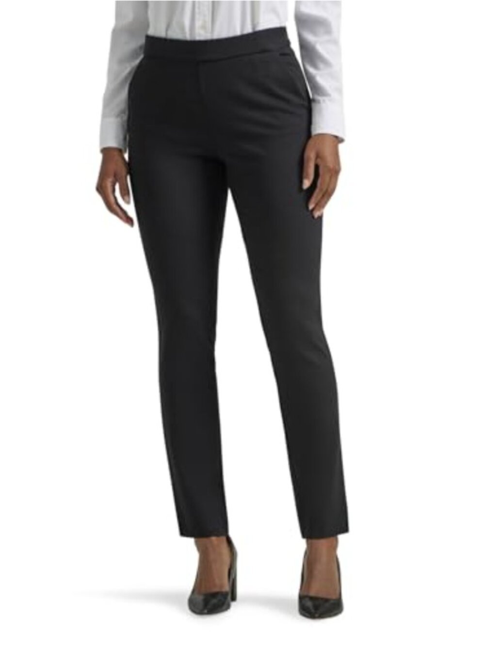 Womens Petite Slim Ankle Pants Mid Rise Elastic Waist Comfort